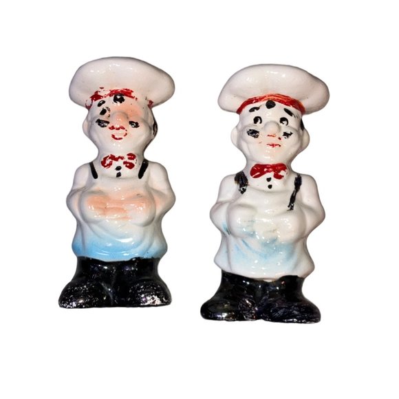 Salt and Pepper Italian Chef's Ceramic Shaker Set Vintage - Picture 6 of 13